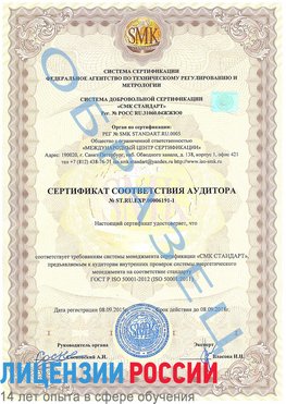 Образец сертификата соответствия аудитора №ST.RU.EXP.00006191-1 Родионово-Несветайская Сертификат ISO 50001