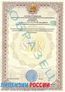 Образец сертификата соответствия (приложение) Родионово-Несветайская Сертификат ISO 13485
